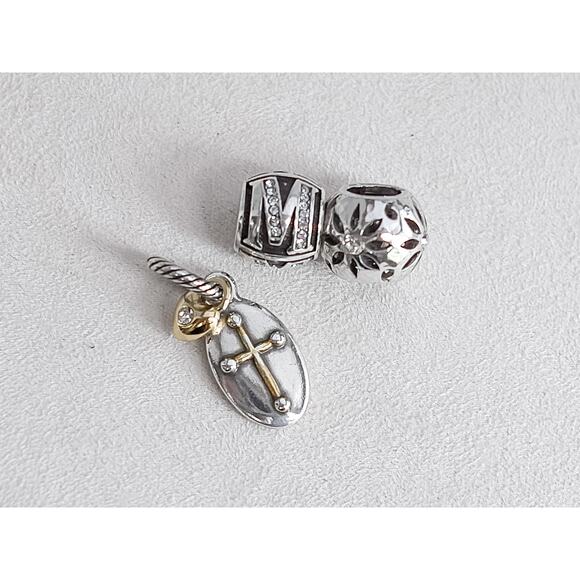 Brighton 3 PC Charms Cross Faith Heart Two Tone Gold Silver Spacer Beads Set - Picture 2 of 5